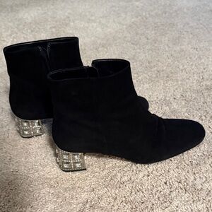 Miu Miu Suede Crystal Embellished Ankle Boots EU40